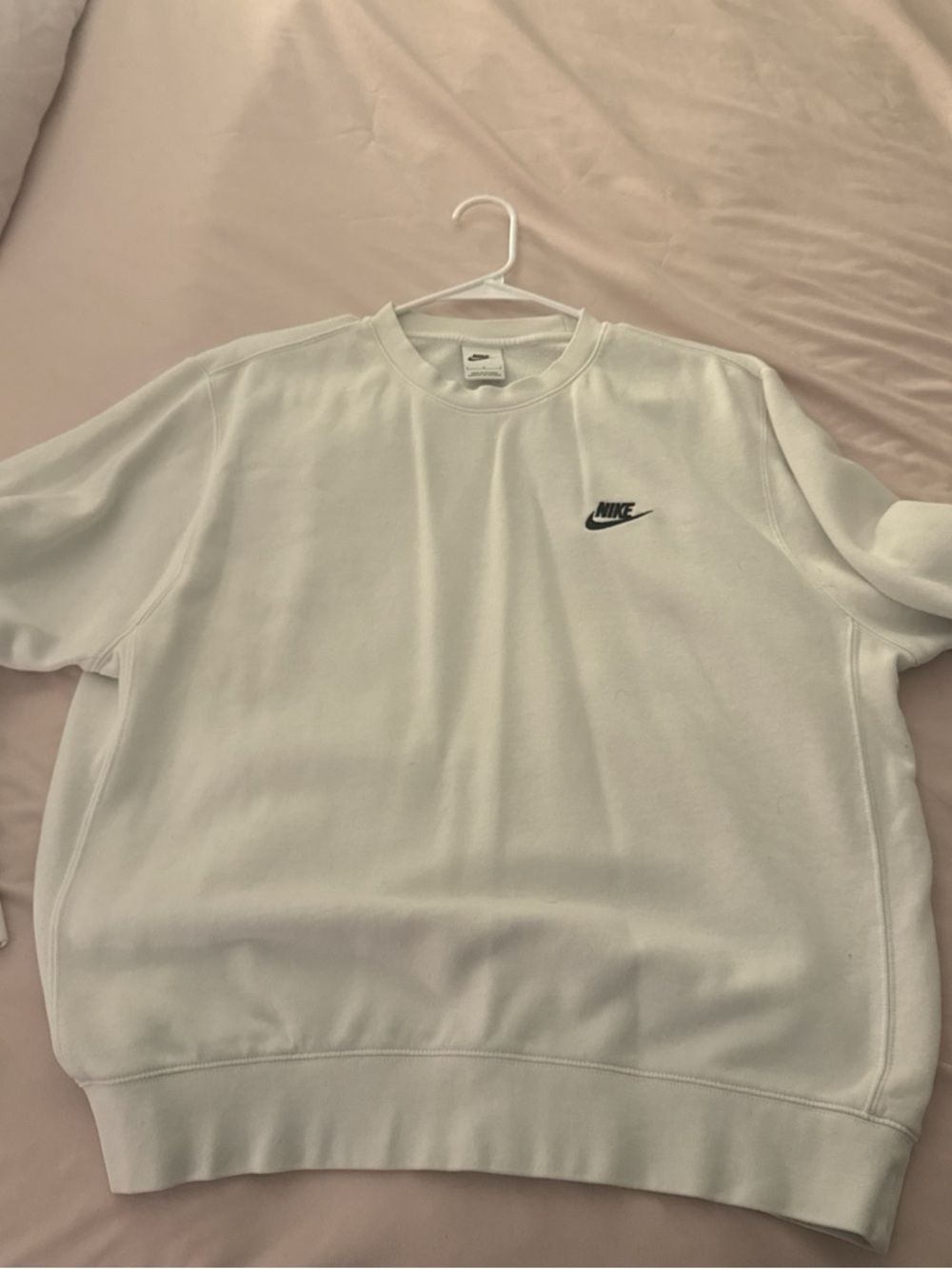 Nike White Crewneck Sweatshirt with Black Swoosh